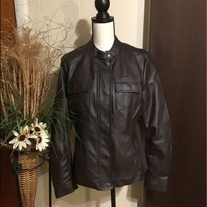 Metaphor faux leather jacket